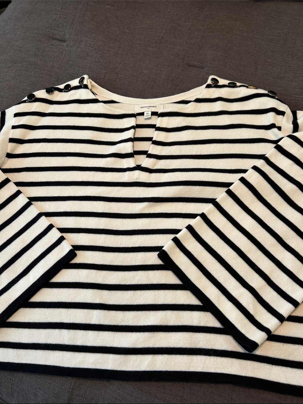 Banana Republic Black & Cream Striped Sweater